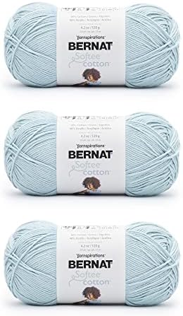 Bernat Softee Cotton Yarn for Crocheting Soft, Dusk Sky, 3-Pack