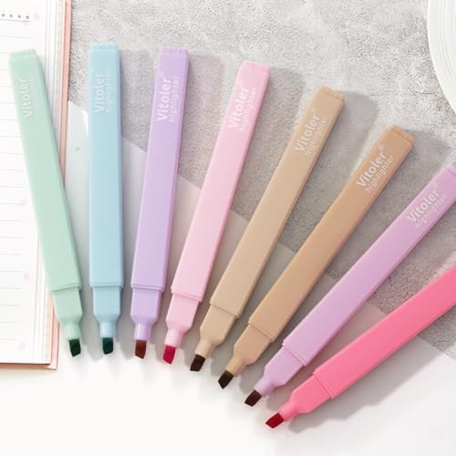 Vitoler Bible Highlighters Assorted Colors,8 Pack,Soft Chisel Tip | cute bright colol,long lasting for bible study,Journaling Planner Notes School Supplies