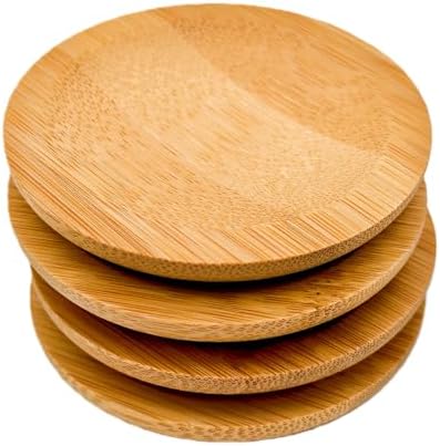 4PCS Mosaic Bamboo Coasters for Crafts, Blank Base Trays, Drinking Cup Coaster, Plant Coaster, Art Plate,DIY Mosaic Supplies (Bowl Shaped)