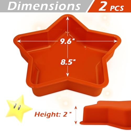 Webake 2Pcs Silicone Star Cake Pan 10 Inch Large Nonstick Star Shaped Cake Mold for Baking, Birthday, BPA Free