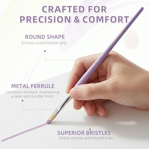 12 Pcs Round Professional Artist Watercolor Paint Brush Set, Purple