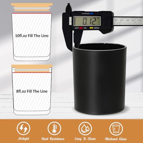 SUPMIND 10oz Black Glass Candle Jars with Lids,30pcs for Candle Making