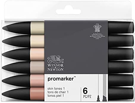 Winsor & Newton ProMarker Set, 6 Count, Skin Tones Set 1