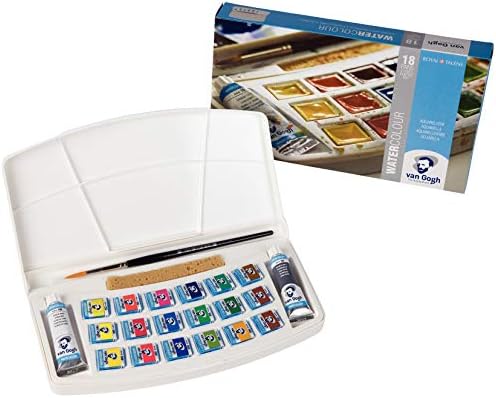 Van Gogh Watercolor Paint Set, 18 Half-Pan and 2 0.33 fl oz Tubes Set