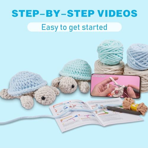 Eelexa Turtle Crochet Kit for Beginners, 2 Amigurumi Projects