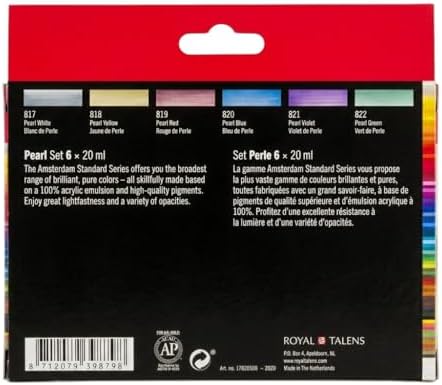 Amsterdam Standard Series Acrylic Paint Set, Pearl, 0.6 fl oz, 6 Count