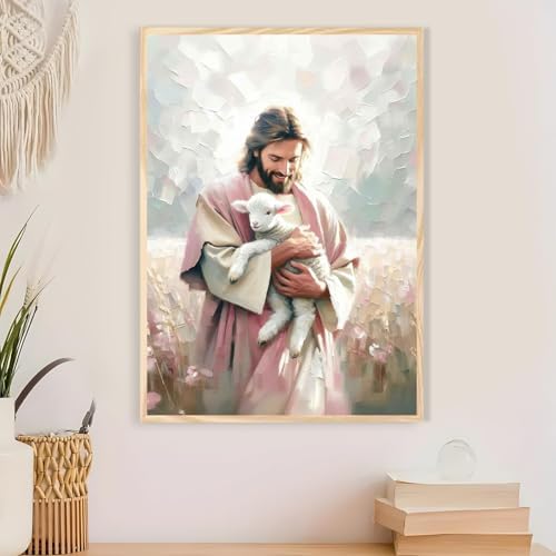 Jesus Paint by Numbers Kit for Adults Framed Canvas 12X16 in, Frameworkless