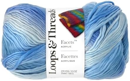 Loops & Threads Facets Yarn - Yarn for Knitting, Crochet, Weaving, and Arts & Crafts - Lapis, Acrylic, 3.5 oz