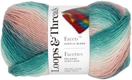 Loops & Threads Facets Yarn - Yarn for Knitting, Crochet, Weaving, and Arts & Crafts - Ocean Jasper, Acrylic, 3.5 oz