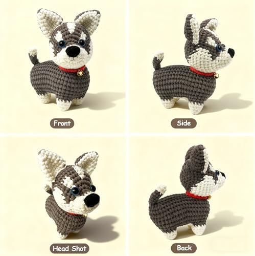 ABOUT RIGHT Husky Crochet Kit for Beginners, DIY Amigurumi Dog Kit