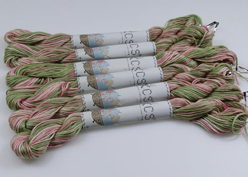 KCS Big skeins of 25 Meters Size 25 Color Variegated Cross Stitch Stranded Threads,6 skeins,4500