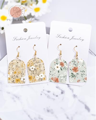 Puocaon Vintage Flower Clay Transfer Paper - 18 Pcs Flower Art Design Transfer Sheets for Polymer Clay Colorful Floral Earrings Design Jewelry Making