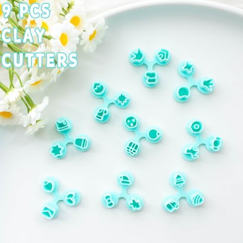 Tainsky 9 Shapes Mirco Christmas Polymer Clay Cutters, Winter Clay Cutters for Earrings Making Clay Jewelry