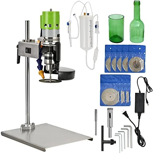 DIYAREA Bottle Cutter Electric Glass Bottle Cutting Machine 150W 6000RPM DIY Vine Bottle Cutter with 8 pcs Emery Abrasive Blade for Round/Square/Irregular Glass or Ceramic Bottles