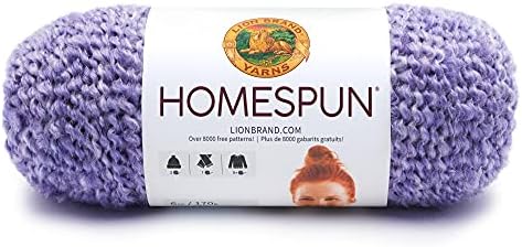 Lion Brand Yarn Homespun Yarn, Soft Bulky Yarn for Knitting, Crocheting, and Crafting, 1 pack, Purple Aster