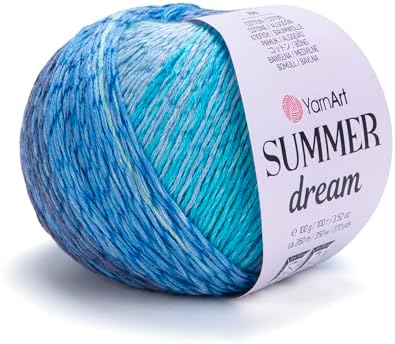 YarnArt Summer Dream Yarn 383 yd Fine Cotton Viscose, 70% Cotton 30% Viscose, Lightweight Knitting Yarn, Crochet Yarn for Summer Tops, Shawls, Cardigans, Baby Clothes & Accessories (4304, Pack of 1)