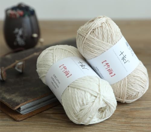 Cotton, Bamboo,Linen Blended Yarn 2 Skeins 50g/1.76oz- 01 Jade White