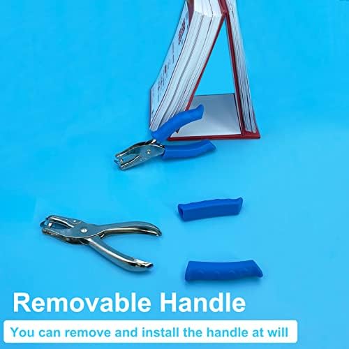 Paper Hole Puncher for Crafts, One Hole Punch with Blue Soft Grip Handle, Small Hole Punch for Kids and Adults, Handheld Circle Punch for Paper Crafts in Home, Office, Classroom 3 Pack