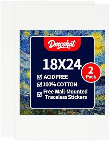 Canvas for Painting - 2 Pack 18x24 Painting Canvas Boards,Free Wall-Mounted Traceless Stickers,Suitable for Painting Supplies, Acrylic, Oil, Watercolor, and Tempera.