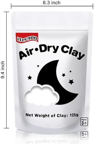 ifergoo 125g White Air Dry Clay, 4.41 oz Foam Magic Modeling Clay for Kids | Refill White Clay for School Art & Craft Project, Slime Supplies, Super Light & Soft, Non-Toxic, Age 3-12 Boys and Girls Gift