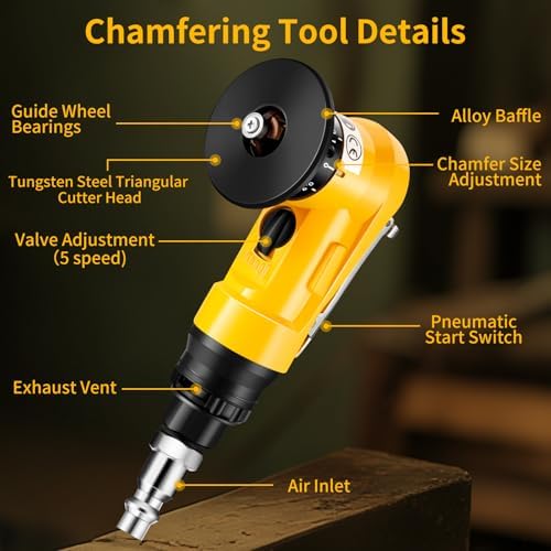 Pneumatic Chamfer Tool, 30000 RPM Air Chamfer Tool with 8C & 6R Blades