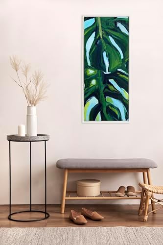 Kate and Laurel Sylvie Blank Framed Canvas Wall Art, 18x40 White Beaded, Vintage Modern Empty Canvas for Paint-Your-Own Art, Ready to Paint Premium Canvas Already Framed