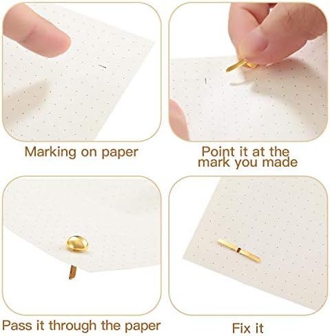 Hotop 500 Pcs Brads for Paper Crafts Fastener,0.3 X 0.6 Inch,Golden