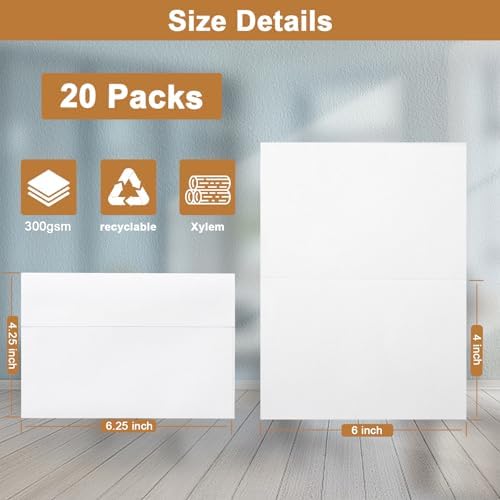 Silunkia 20 Packs White Blank Greeting Cards and Envelopes 4 x 6