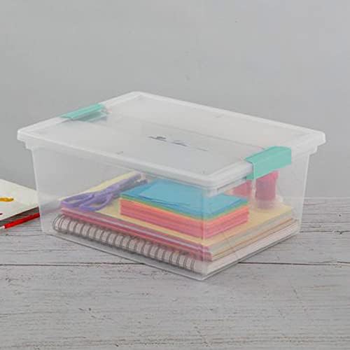Sterilite Deep Clip Box, Clear Storage Bin with Latching Lid, 4 Pack