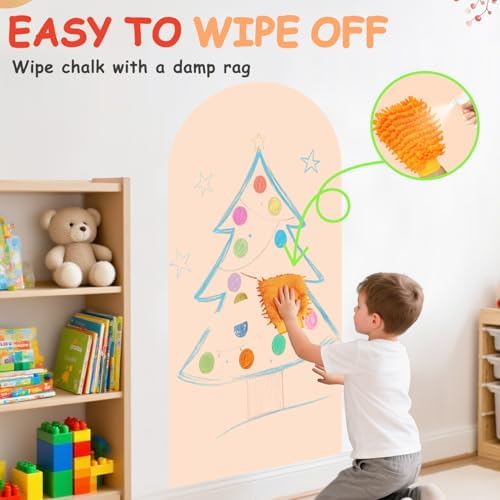 Arch Magnetic Wall Decal 39.3x17.5 Inch Milk Tea Magnetic Chalk Board Sticker Magnet Chalkboard for Wall Peel and Stick Self Adhesive Blackboard Multifunctional for Playroom Home