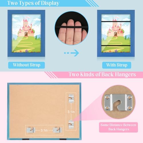 [2-Pack] Kids Art Frames, 8.5x11 Front Opening Kids Artwork Frames Changeable, Dark Blue Artwork Display Storage Frame for Wall, Holds 50 Pcs, for 3D Picture, Crafts, Children Drawing, Hanging Art,