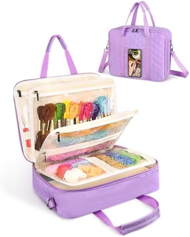 Sewing Supplies Organizer Bag with Removable Binder,Purple