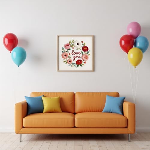JJFox Embroidery Kit for Beginners and Adults, DIY Hand Embroidery Starter Kit with Cute Pattern, Cross Stitch Needlepoint Set with Hoop, Threads and Instructions (Love You)