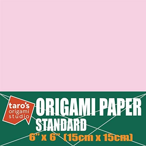 [Taro's Origami Studio] Standard 6 Inch One Sided Single Color (Light Pink) 50 Sheets (All Same Color) Square Easy Fold Premium Japanese Paper for Beginner (Made in Japan)