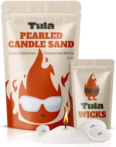 Tula Refillable Pearled Candle Sand Kit, 17.6 oz Wax + 20 Cotton Wicks