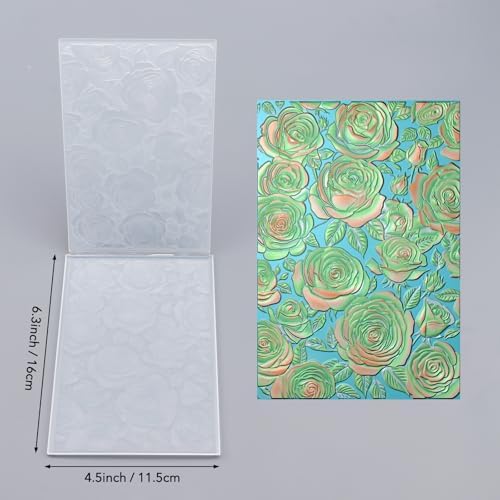 3D Embossing Folder for Card Making Texture Fades Rose Flower Background Plastic Embossing Folder Template Arts Supplies Handmade Crafts Floral Plastic Molds Arts Crafts Valentine's Scrapbook Decor