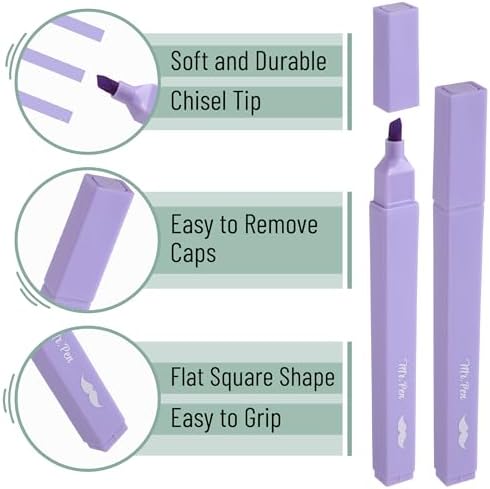 Mr. Pen- Aesthetic Highlighters No Bleed, 10 Pack, Assorted Colors | Chisel Tip, Cute Highlighters Assorted Colors for Journaling, Highlighting, Underlining, Fast Dry, Back to School Supplies