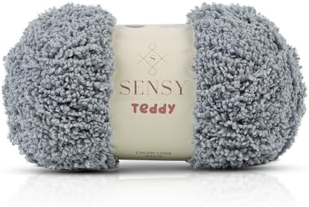 S Sensy Teddy - Micro Polyester Amigurumi #5 Bulky Yarn Gray 109 Yards 4 oz