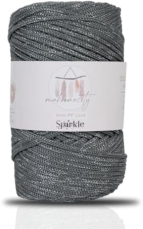 Makromecity Sparkle Polypropylene Macrame Cord 3mm x 131 Yards (394 feet) Premium Polyester Macrame Cord for Macrame Art & Crafts for Wall Hangings, Bags, Underplate, Rug