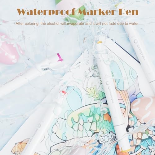 61 Alcohol Markers,With Bleeding-Proof Drawing Mat,Dual Tips Art Markers for Coloring,Sketching,Card Making and DIY Patinting- Perfect for Painting Enthusiast -Refillable