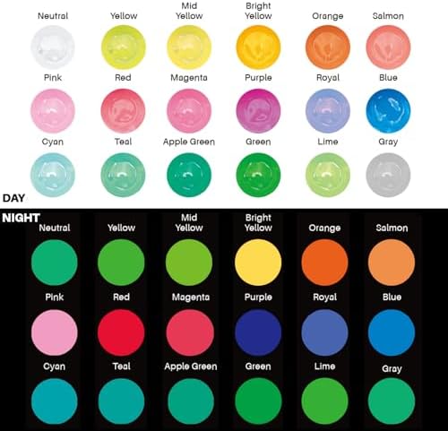 Artecho Glow in the Dark Acrylic Paint Set – 18 Colors x 11ml (0.37oz) | Non-Toxic Waterproof Art Supplies for Canvas Rock Wood Fabric – Rich Pigment Craft Paint for Adults & Hobbyists