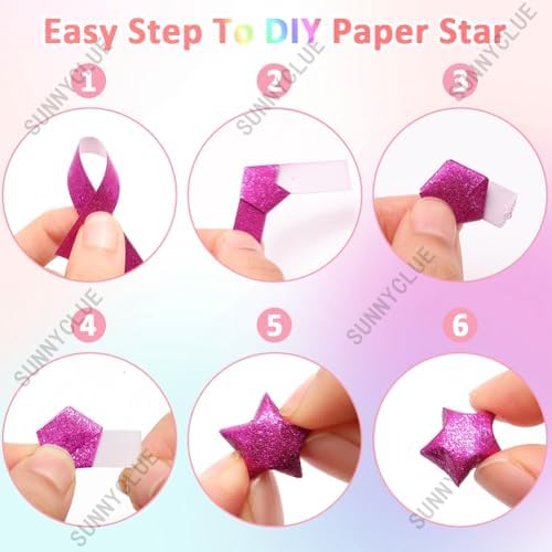 SUNNYCLUE 900 Sheets Star Paper Strips Stars Origami Pearlescent Love You Green Pink Blue Purple Lucky Double Sided Origami Paper for Craft DIY Hand Art Projects Crafting Supplies Wedding