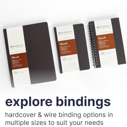 Strathmore 400 Series Sketch Paper Art Book, Matte Brown Cover, Natural White, Side Wire Binding, 60 Sheets, 5.5x8.5 inch