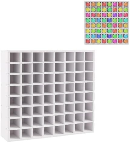 GRETJOB 64 Grids Paint Organizer, Wall Mountable Craft Paint Storage Rack