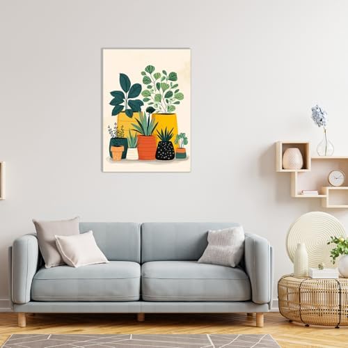 MAXBYE Green Plant Paint by Numbers Kit for Adults with Frame and Wooden Easel, Easy Painting Numbers Art Kits with Frame on Canvas, DIY Acrylic Painting Kit for Gift Home Wall Garden Decor 10×14 in
