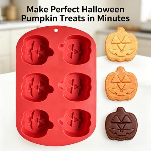 2 Pack 6-Cavity Halloween Pumpkin Silicone Molds for Chocolate Candy
