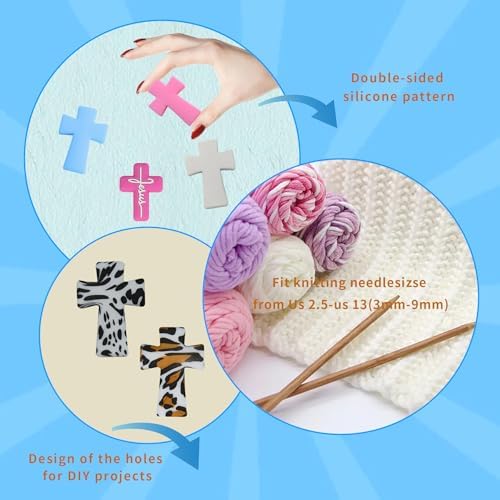 12Pcs Cross Knitting Needle Stoppers Silicone Point Protectors Accessories Fit Size 2.5-13 (3mm-9mm) for All Different Needle Materials