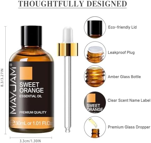 MAYJAM Sweet Orange Essential Oil for Diffuser Soap Making, 1.01fl.oz