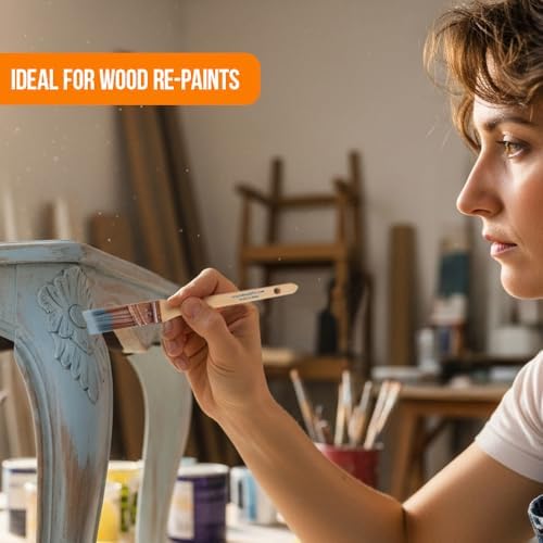 Vermeer Angled Paint Brushes, Assorted Paint Brush Set for Trim, 6 Pc | Interior & exterior | Furniture, cabinets, doors & fences | Latex & oil-based | Medium stiff bristles, softwood handles