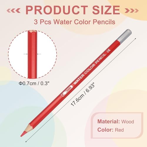 PATIKIL Watercolor Pencils, Red Color Pencil Set Sketch Coloring Drawing Colored Pencils Bulk Artist Drawing Supplies for Adult Coloring Book Blending, 3 Pcs